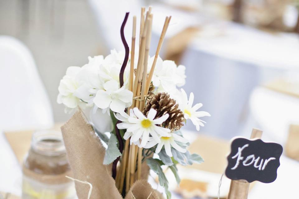 Table set-up with centerpiece