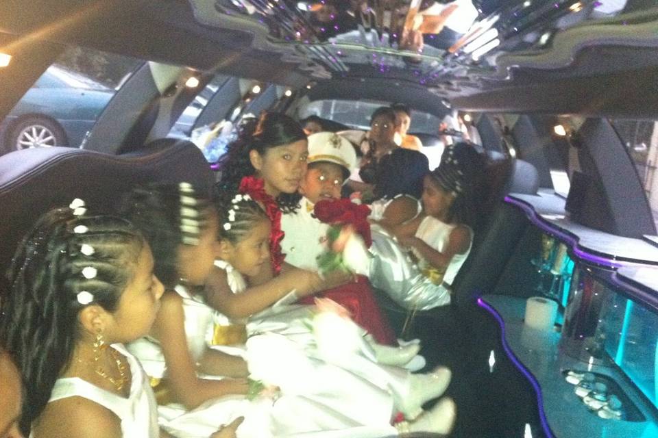 Children inside the limo