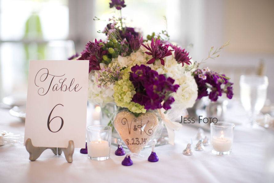 Table centerpiece with table number