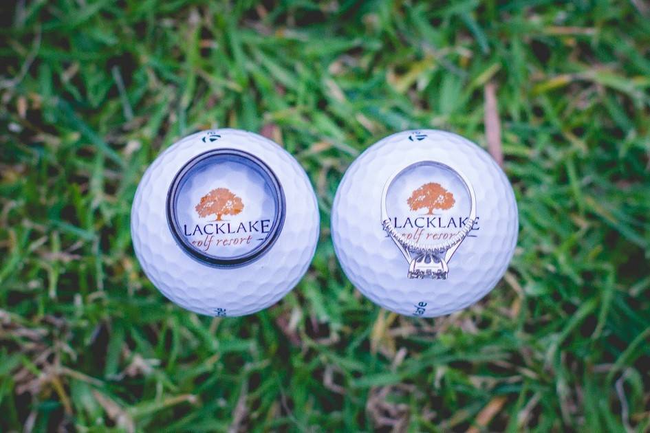 Wedding rings on golf balls