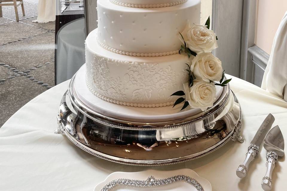 Lace Monogram Wedding Cake