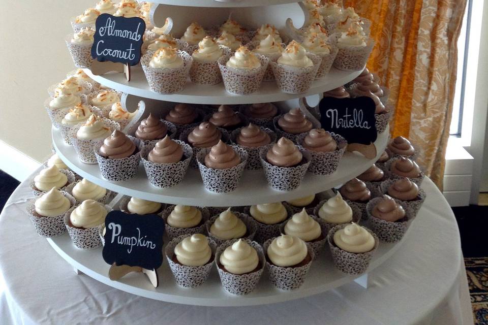 Lace Wrapped Cupcake Tower