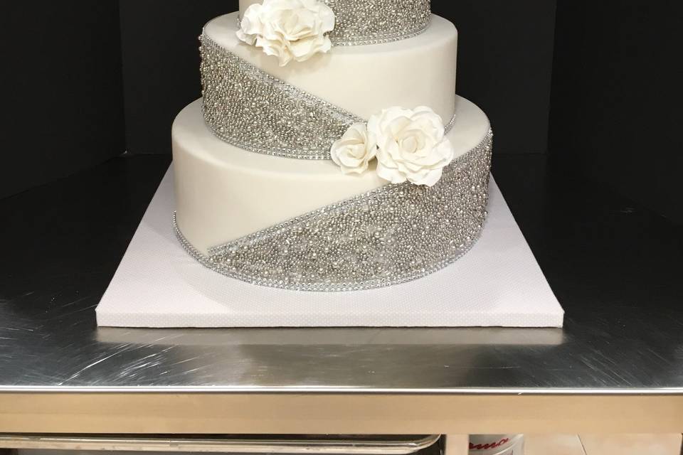 Silver Dragees Wedding Cake