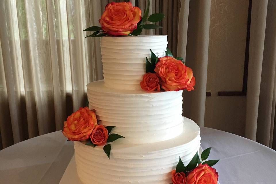 Rustic Buttercream Wedding Cake with Fresh Florals
