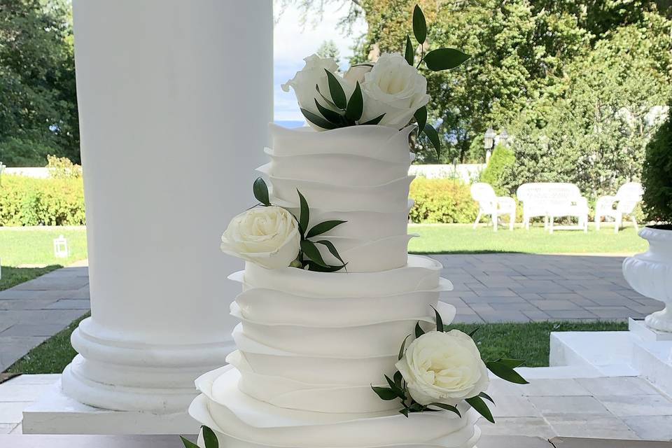 White Waves Wedding Cake