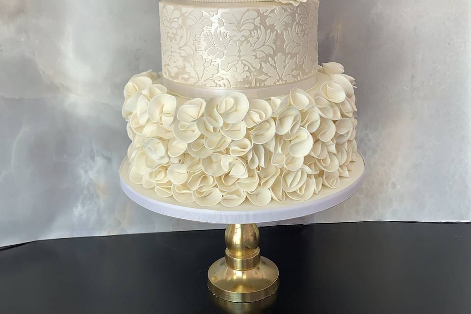Damask Lace Wedding Cake