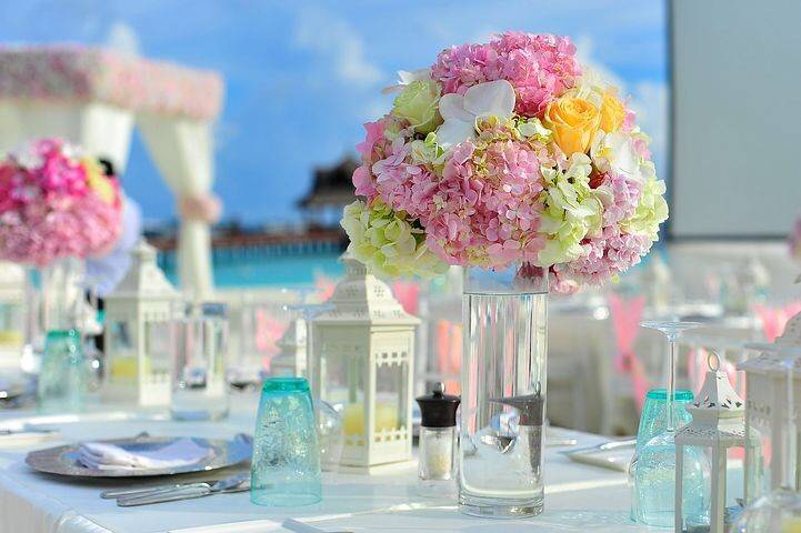 Table setup with centerpiece