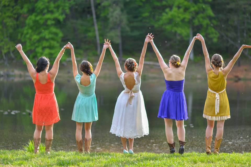 Bride and bridesmaids