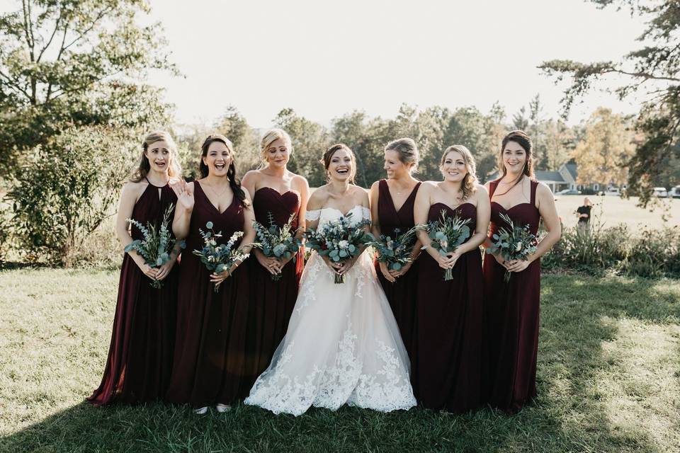 Bride and bridesmaids