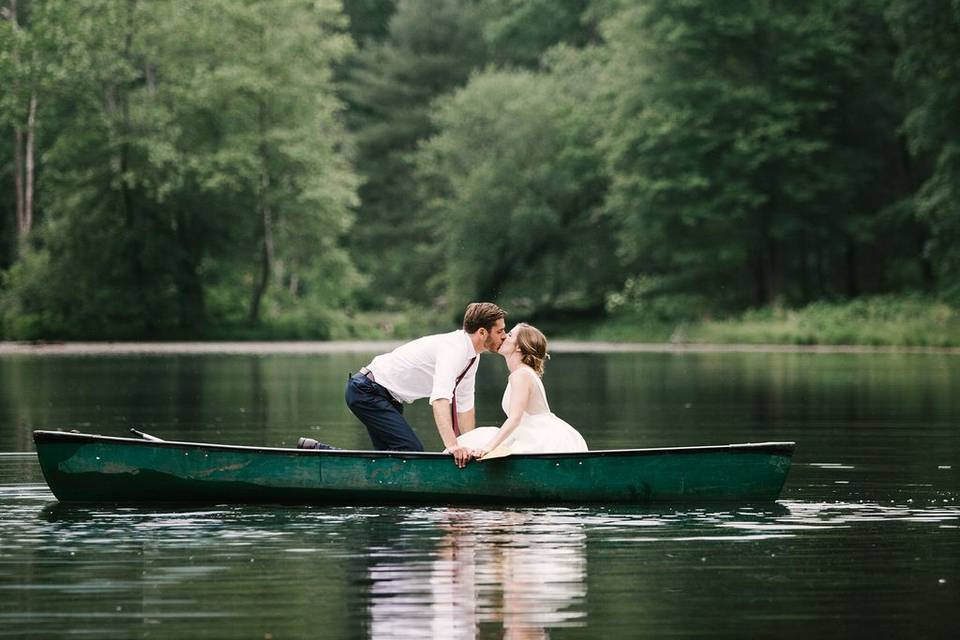 Kiss in a canoe