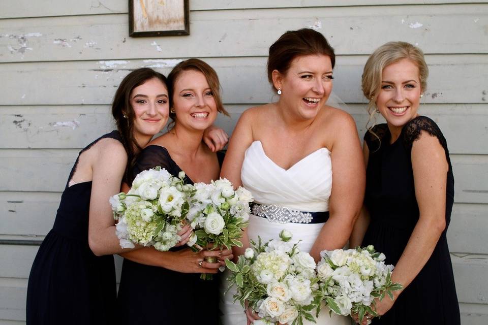 Bride and her bridesmaids