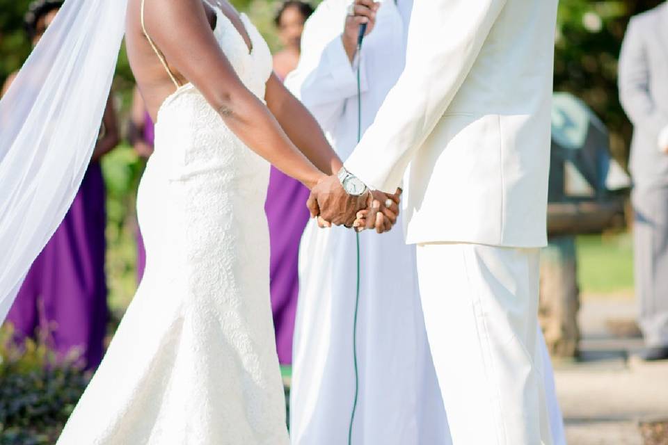 Couple holding hands