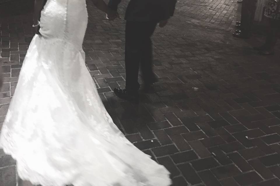 Wedding sparklers with the couple