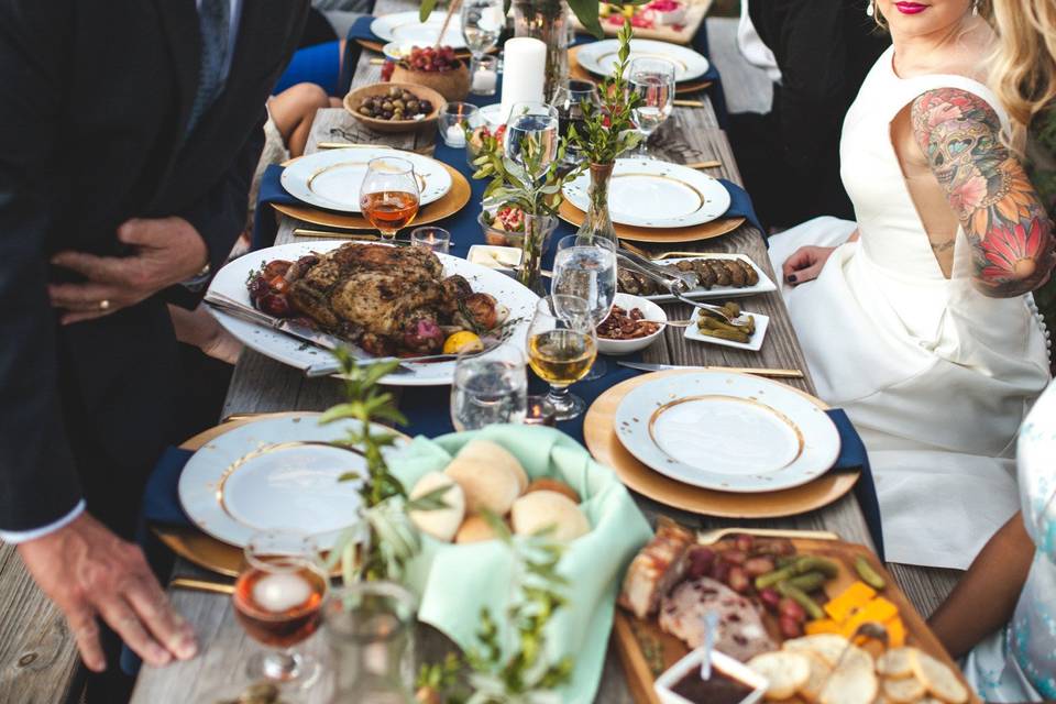 Rustic long table setting