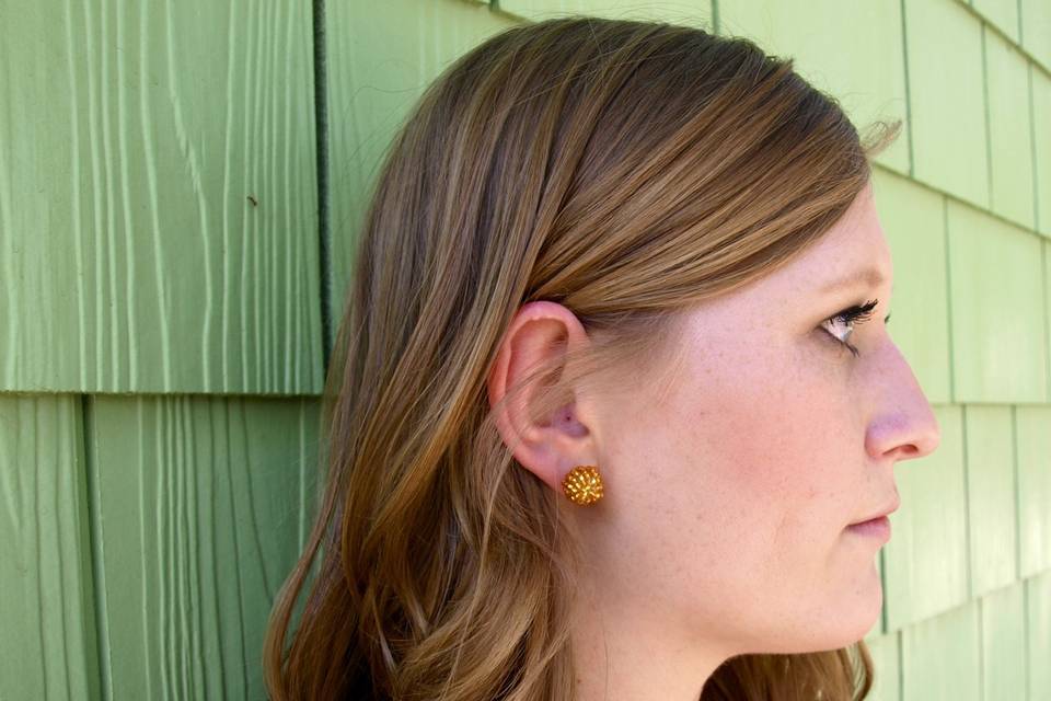 Seed stud earrings in gold.  Available in 10 colors!  Perfect for bridesmaids