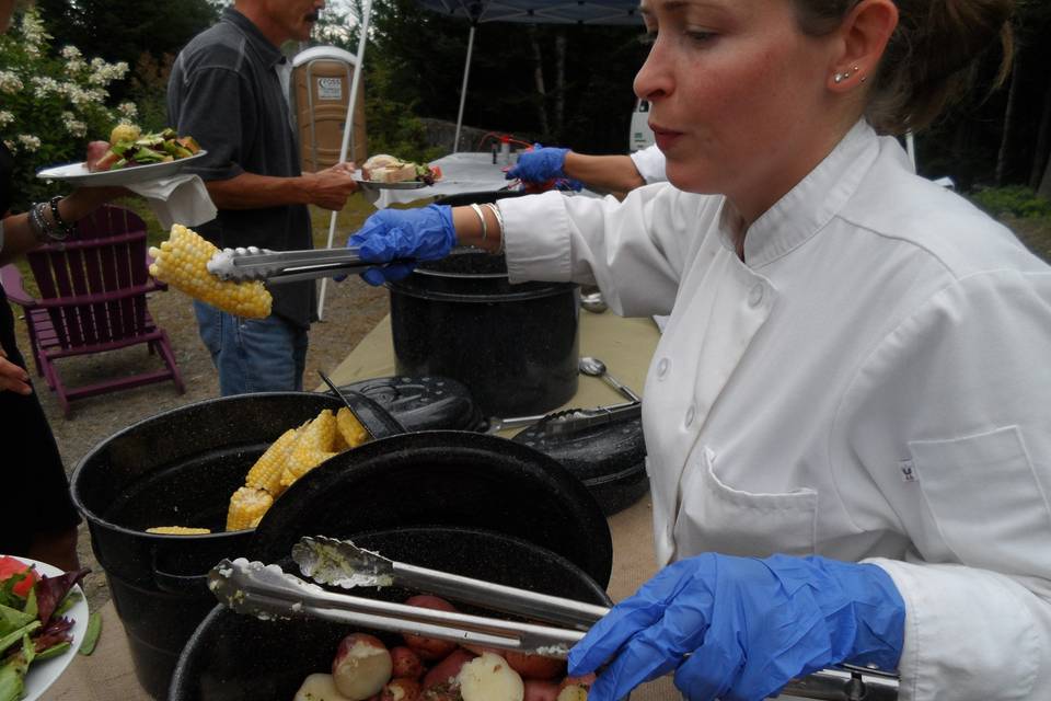 We always have an attentive buffet server, even for casual events.