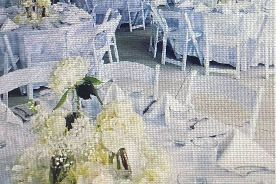 Wedding reception tent setup