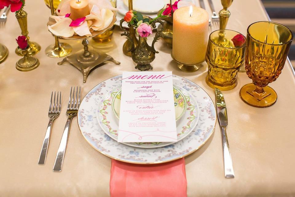 Pink table setting