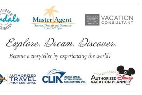 Certified agent of Sandals & Beaches, AM Resorts, Karisma Resorts, Disney, Universal, cruise lines, and many, many more!