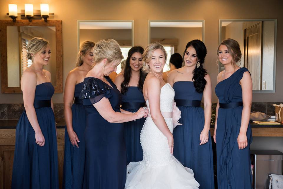 Bride and bridesmaids