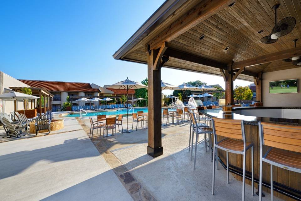 Resort Pool with Firepits