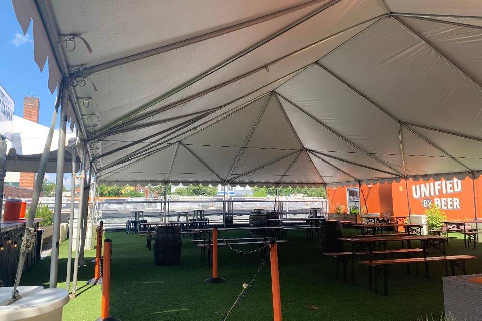 WHITE FRAME TENT FOR BREWERY