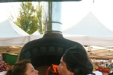 Couple by the oven