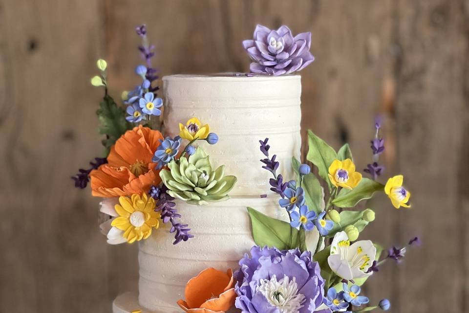 5 Tier, sugar flowers