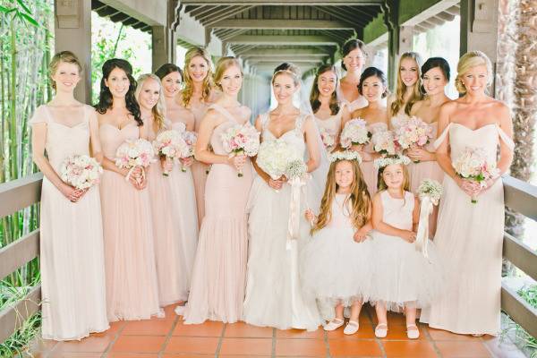 The bride with her bridesmaids and flower girls