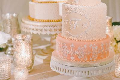 Multiple layered wedding cake