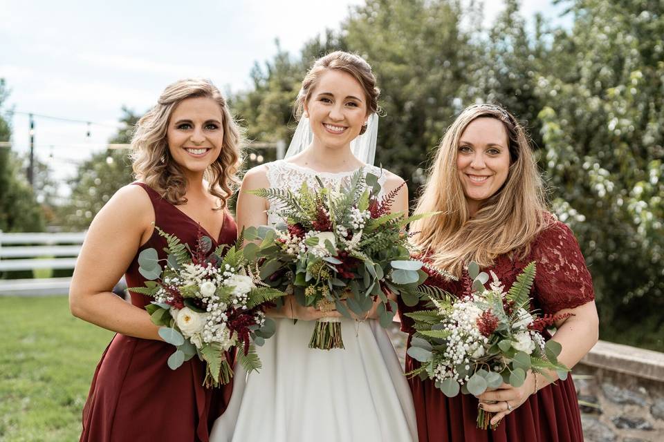 Bride and bridesmaids