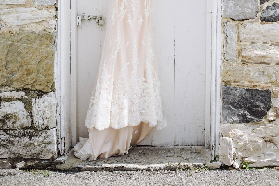 Dress in Tobacco shed door