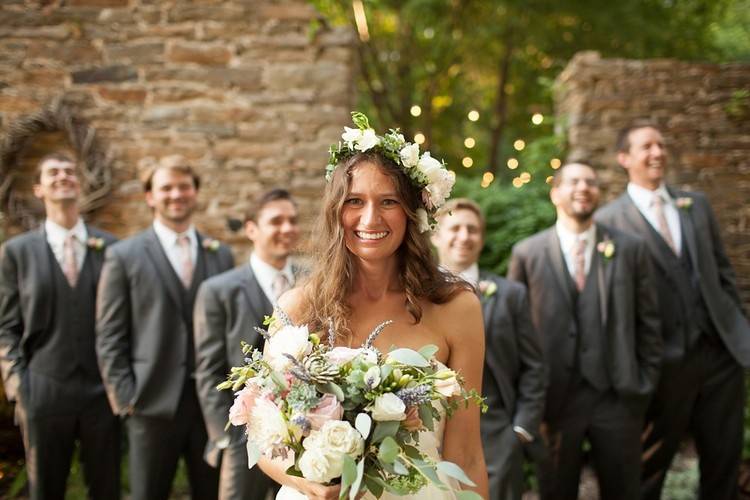 Bride and the groomsmen