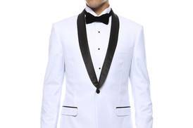 White with Black Shawl available at Bravo Suit and Tux