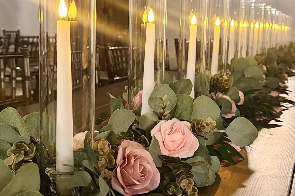 Pillar Candles & Roses