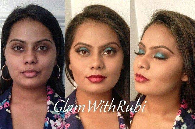 Transformation with blue eyeshadow
