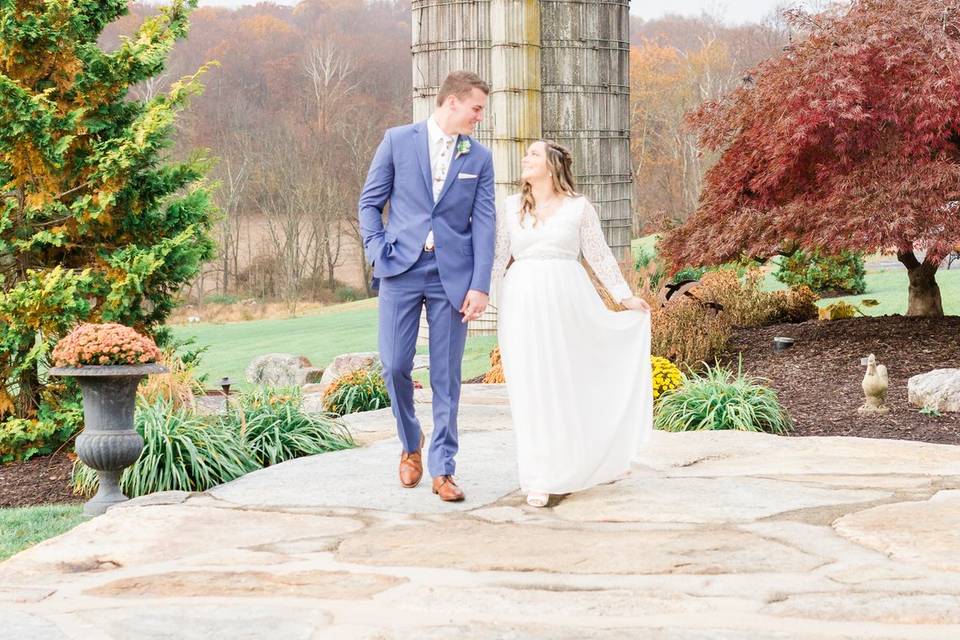 Bride & Groom Out for a Walk