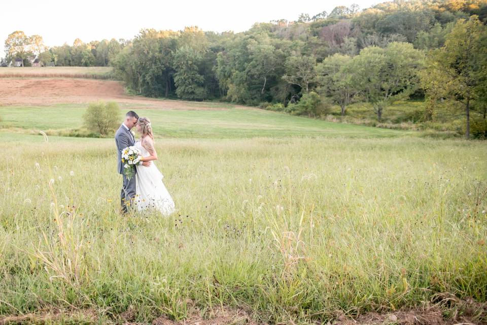 Bride & Groom in the Field