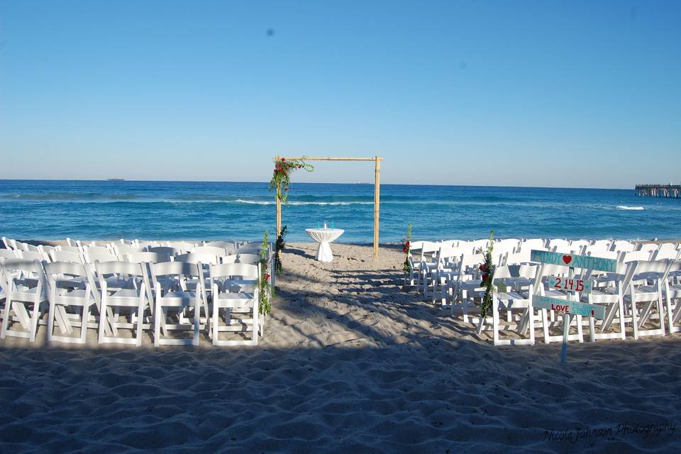 Beach ceremony setup