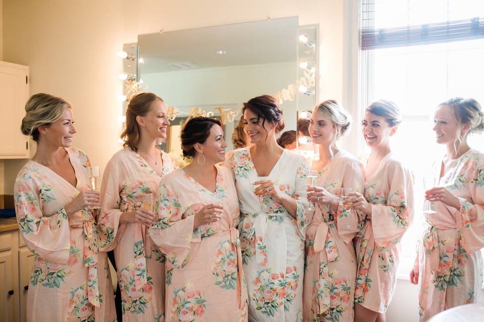 Glowing bridal party