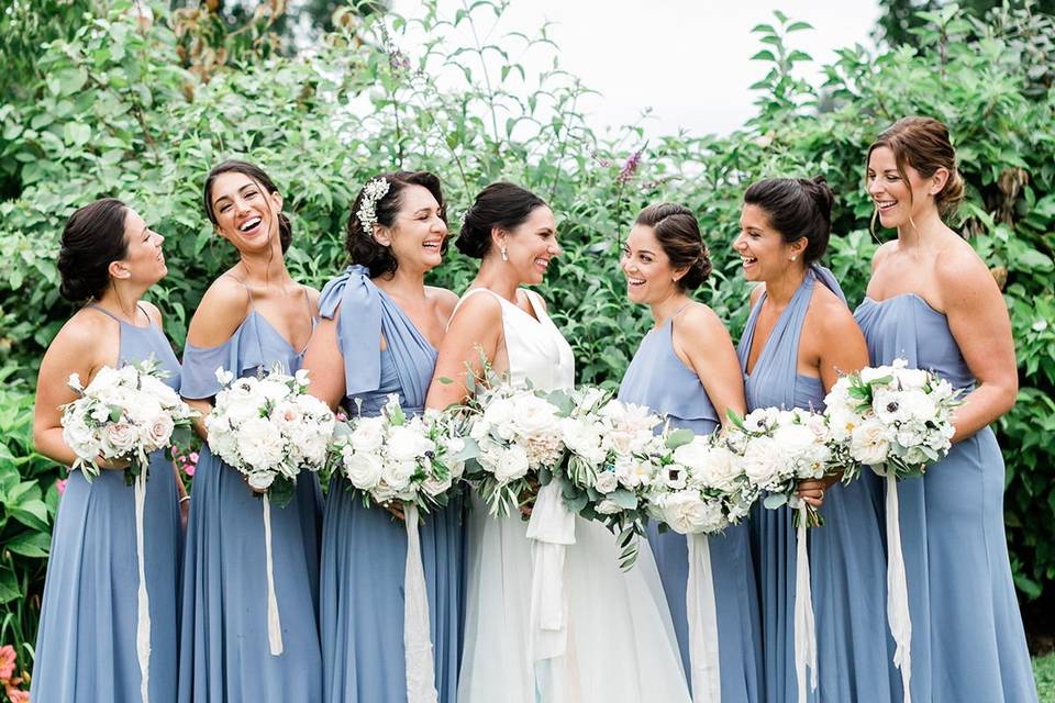 Bride with bridesmaids