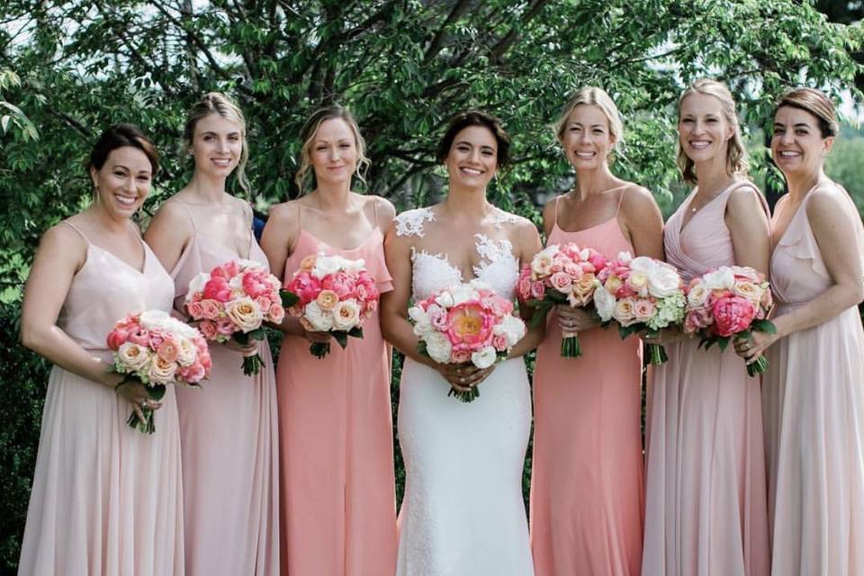 Bride with bridesmaids