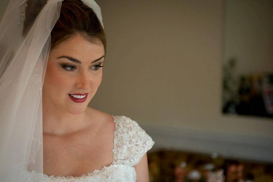 Bridal makeup and earrings