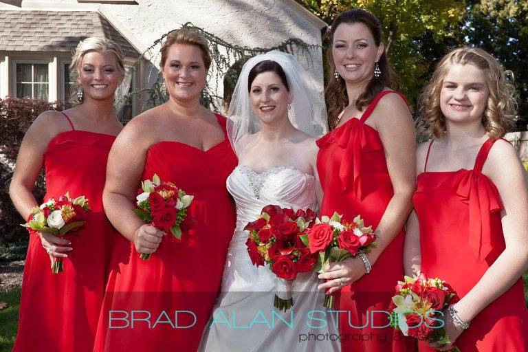 Bride and her bridesmaids