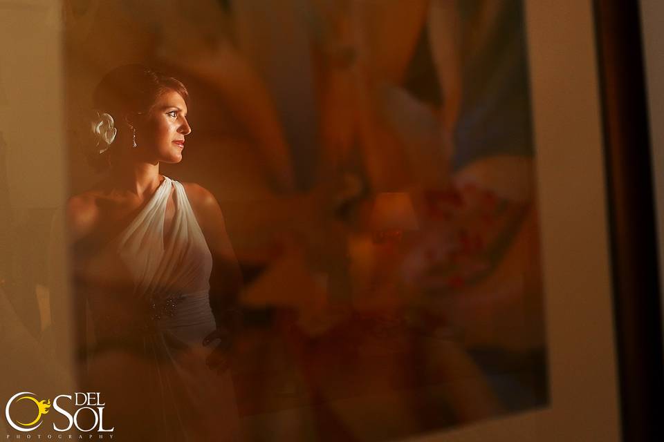 Reflection of the bride