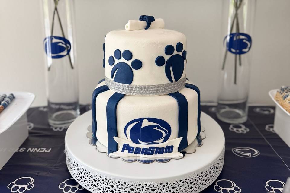Custom cake with sweets buffet
