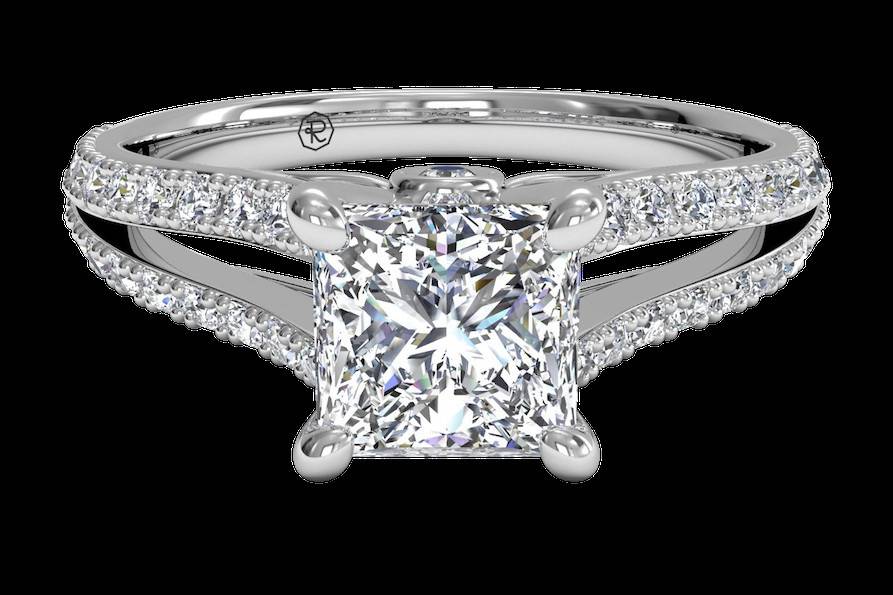 6807	<br>	Double French-Set Band Engagement Ring - in Platinum (0.59 CTW)