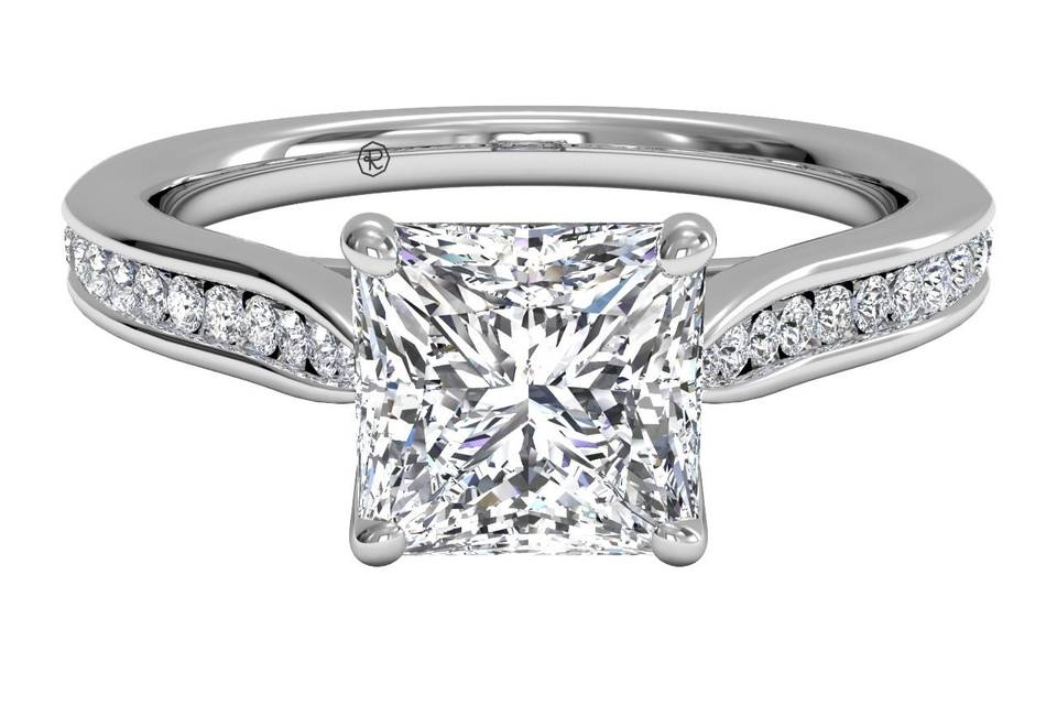 10573	<br>	Channel-Set Diamond Engagement Ring with Surprise Diamonds - in 14kt White Gold (0.14 CTW)