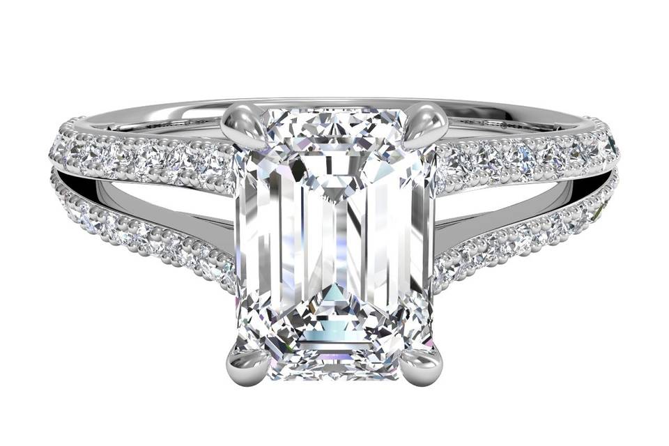 10573	<br>	Channel-Set Diamond Engagement Ring with Surprise Diamonds - in 14kt White Gold (0.14 CTW)