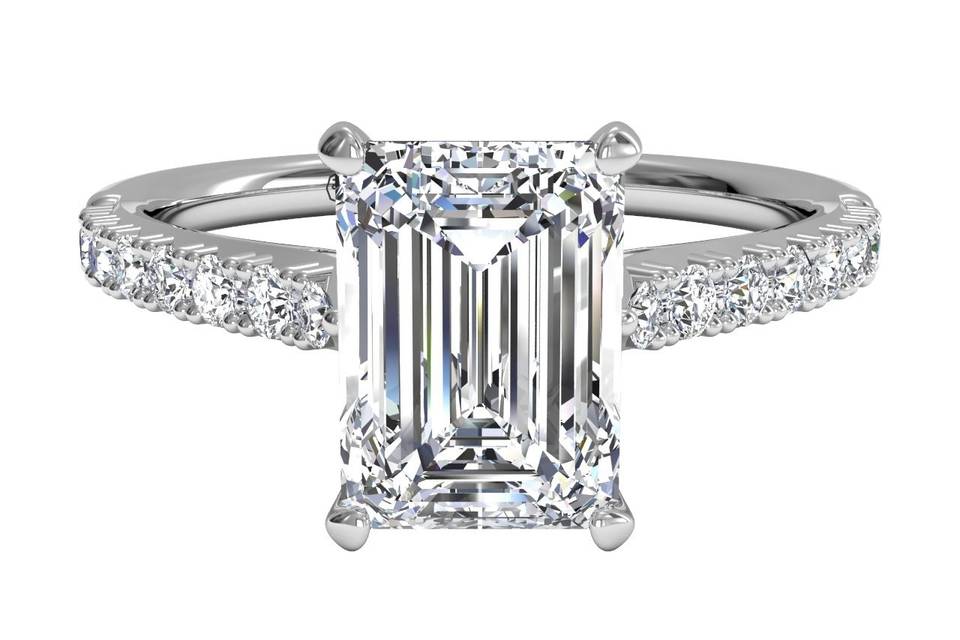 10590	<br>	Double French-Set Diamond 'V' Engagement Ring with Surprise Diamonds - in 14kt White Gold (0.24 CTW)